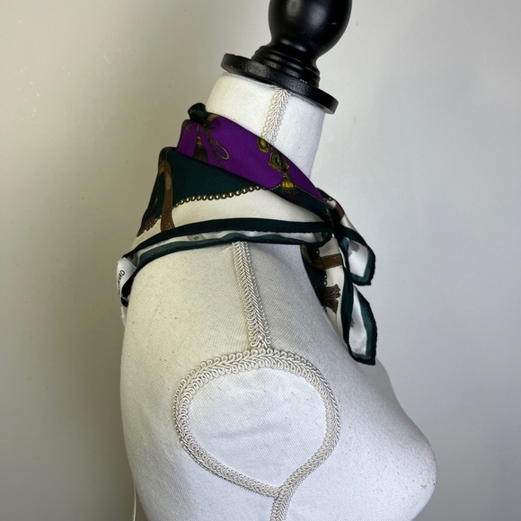 Veronica Beard NWT Silk Scarf Purple Green Equestrian Old Money Luxury Preppy - Picture 6 of 11